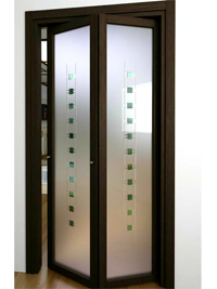 Складные двери гармошка с матовым стеклом Тараз