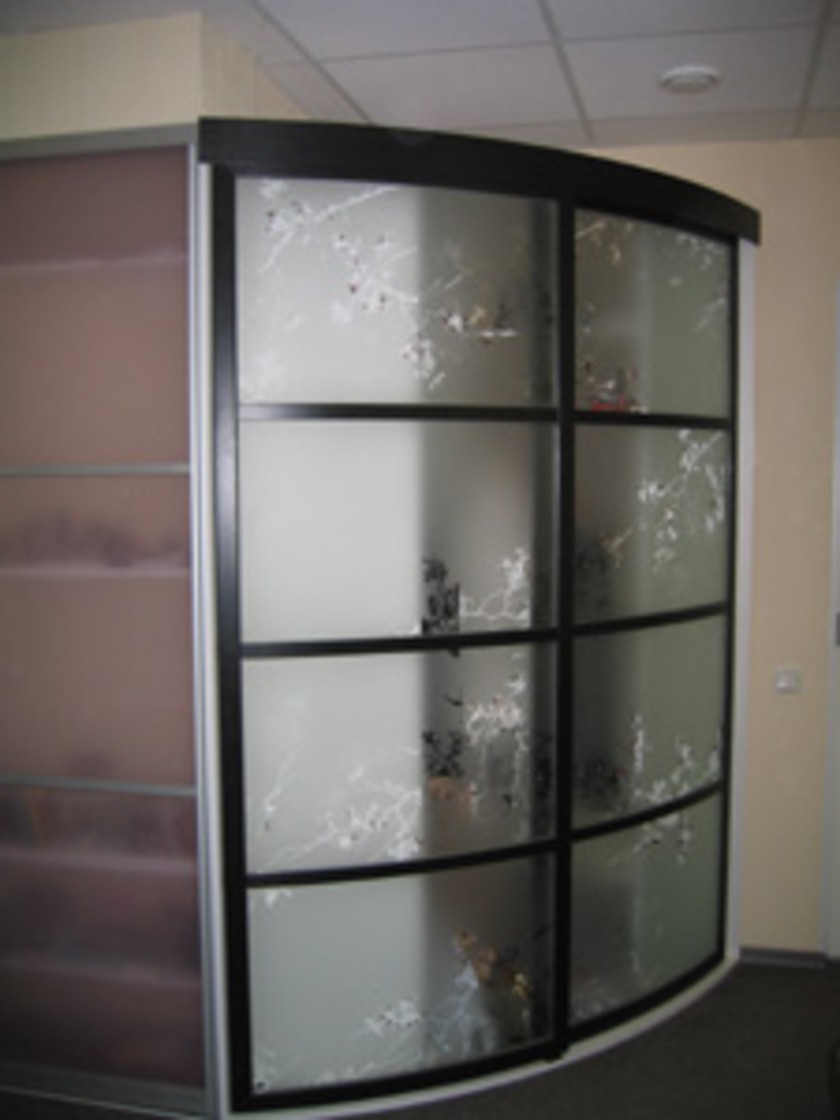 Шкаф купе радиусный с рисунком на стекле Тараз